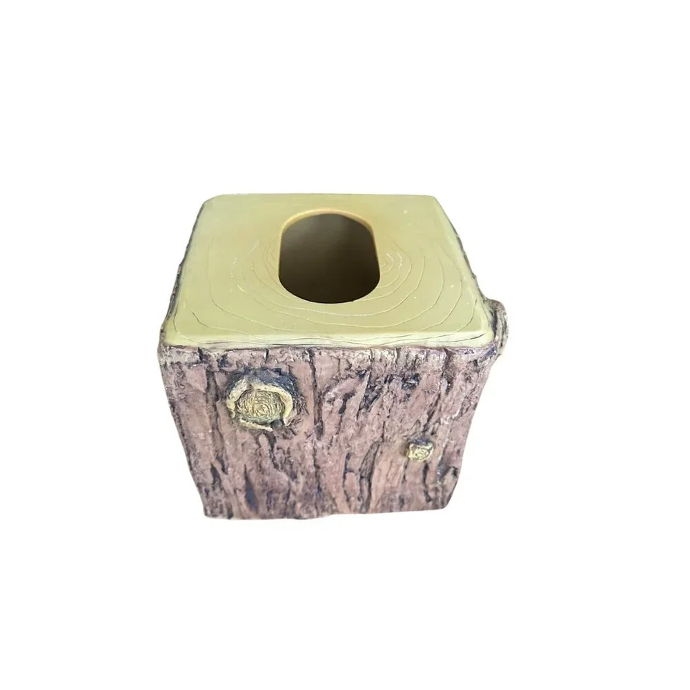 Rustic TreeBark BathroomSet - Soap Dispenser Toothbrush Holder Tumbler TissueBox